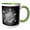 Green/White, variant on 3drose, Elegant Silver Snowflake on Black Background Winter Greetings, 15oz Mug