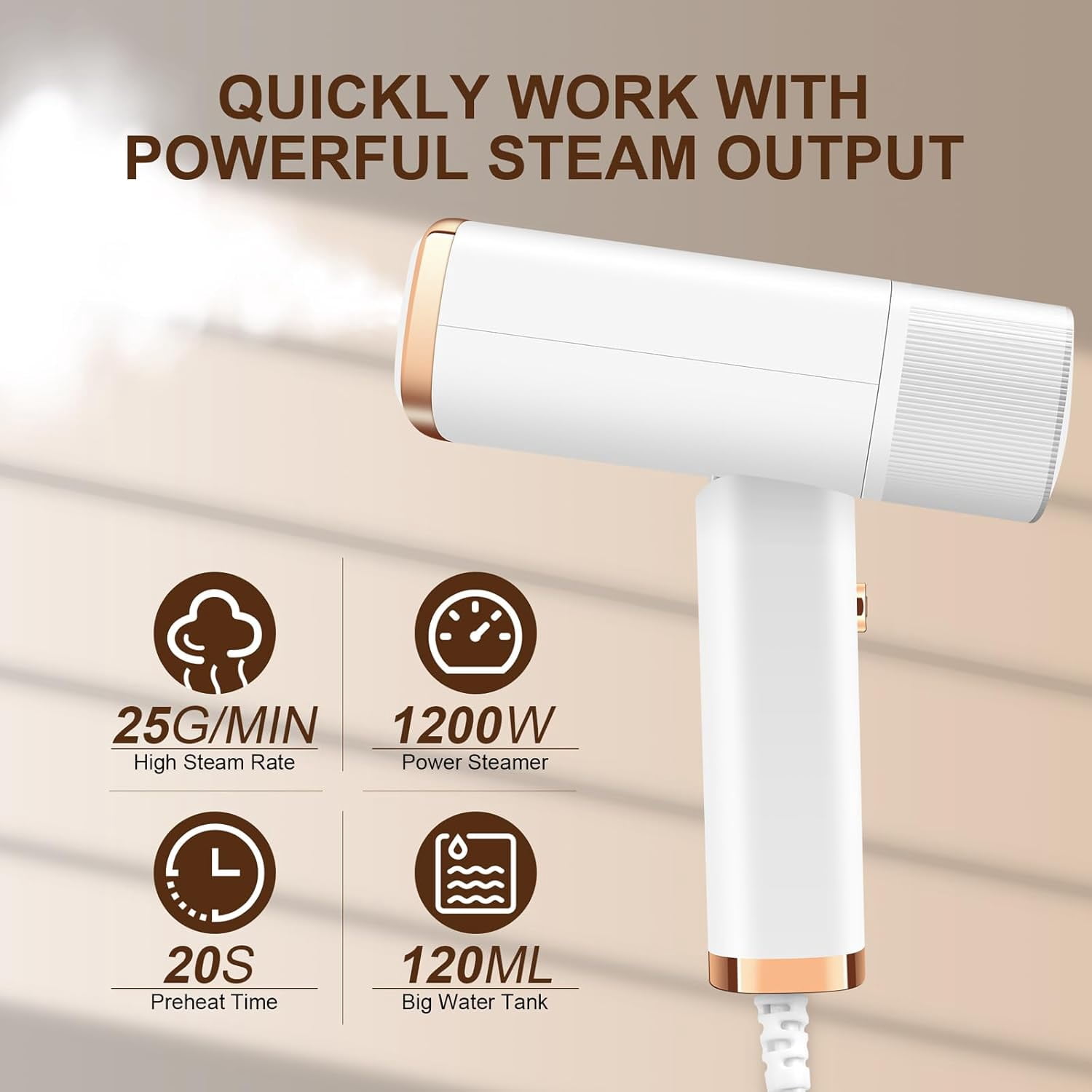 Sewnow Travel Garment Steamer for Clothes, 1000W Mini Portable Handheld Steam Iron with 120ML Detachable Water Tank, Foldable Fabric Wrinkles Remover, 20s Fast Heat Up for Home Travel