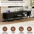 thumbnail image 4 of Wooden Oval Fluted TV Stand with Charging Station for TV up to 80", Mid-Century Media Console with Sliding Tambour Door, Farmhouse TV Cabinet with Golden Handle for Living Room, 4 of 10