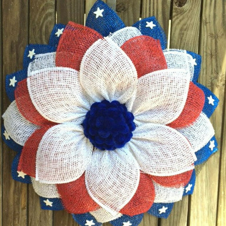 Pompotops Patriotic wreath for Front Door, Fourth of Julys Wreath And  Veterans Day Decor 