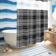 thumbnail image 6 of No Hook Shower Curtain, Buffalo Plaid Shower Curtains for Bathroom with See Through Top Window, Black White Gray Farmhouse Gingham Striped Waterproof & Washable Bath Curtain Extra Long 72"x84", 6 of 9