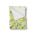 thumbnail image 2 of Lemons Soft Flannel Fleece Throw Blanket, Blooming Lemon Flowers on Tree Branches with Buds and Ripe Fruits, Cozy Plush for Indoor and Outdoor Use, 50" x 70", Pale Yellow Fern Green, by Ambesonne, 2 of 5