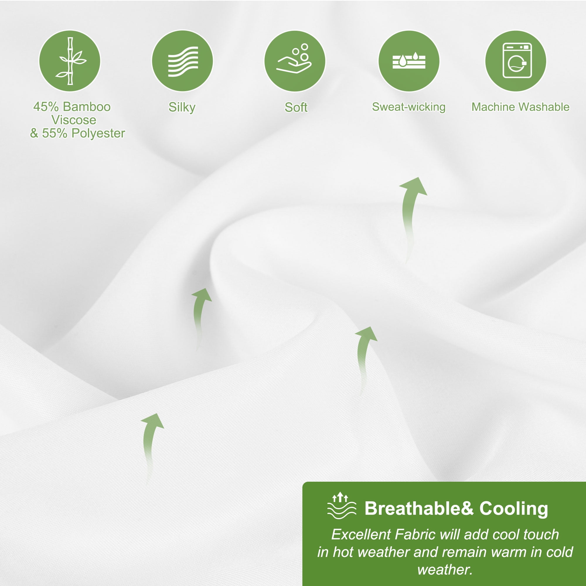 Unique Bargains 2Pc Breathable Zipper Closure Pillowcases White King