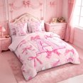 thumbnail image 2 of Manfei Letter A Initial 7-Piece Twin Bedding Sets For Kids,Pink Plaid Bow Bedding Comforter Set For Girls,Pink Reversible, 2 of 7