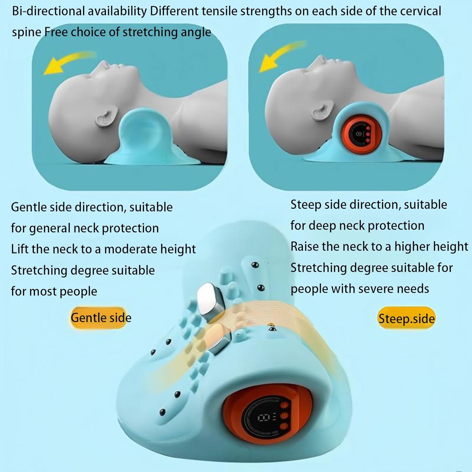 2025 New Electric Neck Massager with 6-Level Massage Intensity Heating and a 26 ° Neck Traction Device for Relieving deep Tissue Pain - Portable