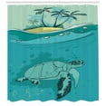thumbnail image 3 of Ambesonne Ocean Shower Curtain, Sea Turtle Exotic Island, 69"Wx84"L, Turquoise Teal Green, 3 of 3