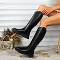 thumbnail image 5 of Knee High Boots Women Chunky Heel Round Toe Tall Boot for Women High Heel Pull Up Long Boots,Color:Black,Size:7.5, 5 of 9