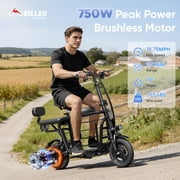 EILLEO Pro Electric Scooter With Seats For Adults, 750W Motor with Pet Basket for Pets & Groceries,18.75MPH 20 Mile Range E-Bike with Seat & Dual Brakes