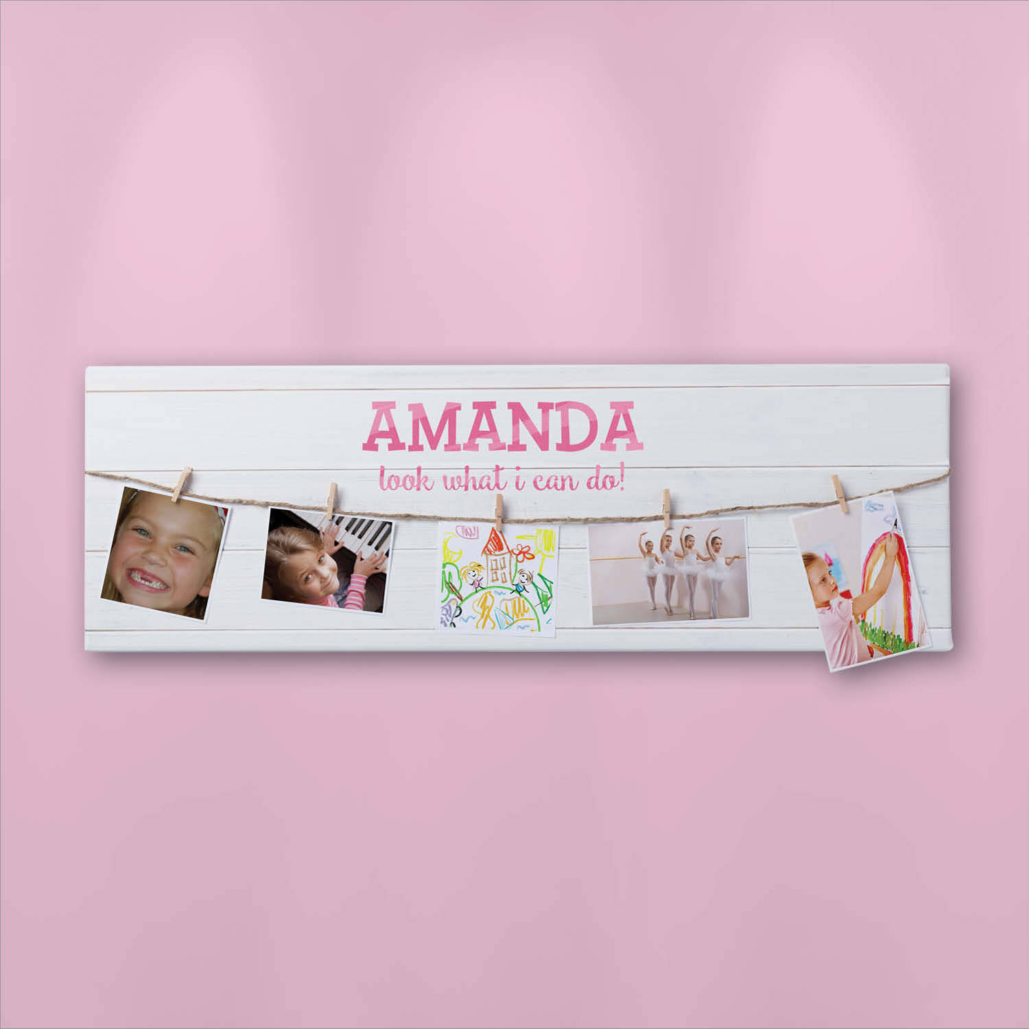 Look What I Can Do Personalized 9" x 27" Canvas with Photo Clips