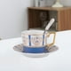thumbnail image 1 of Taza de te Yotijar de cerámica pintada 250ml con platillo azul, 1 of 9
