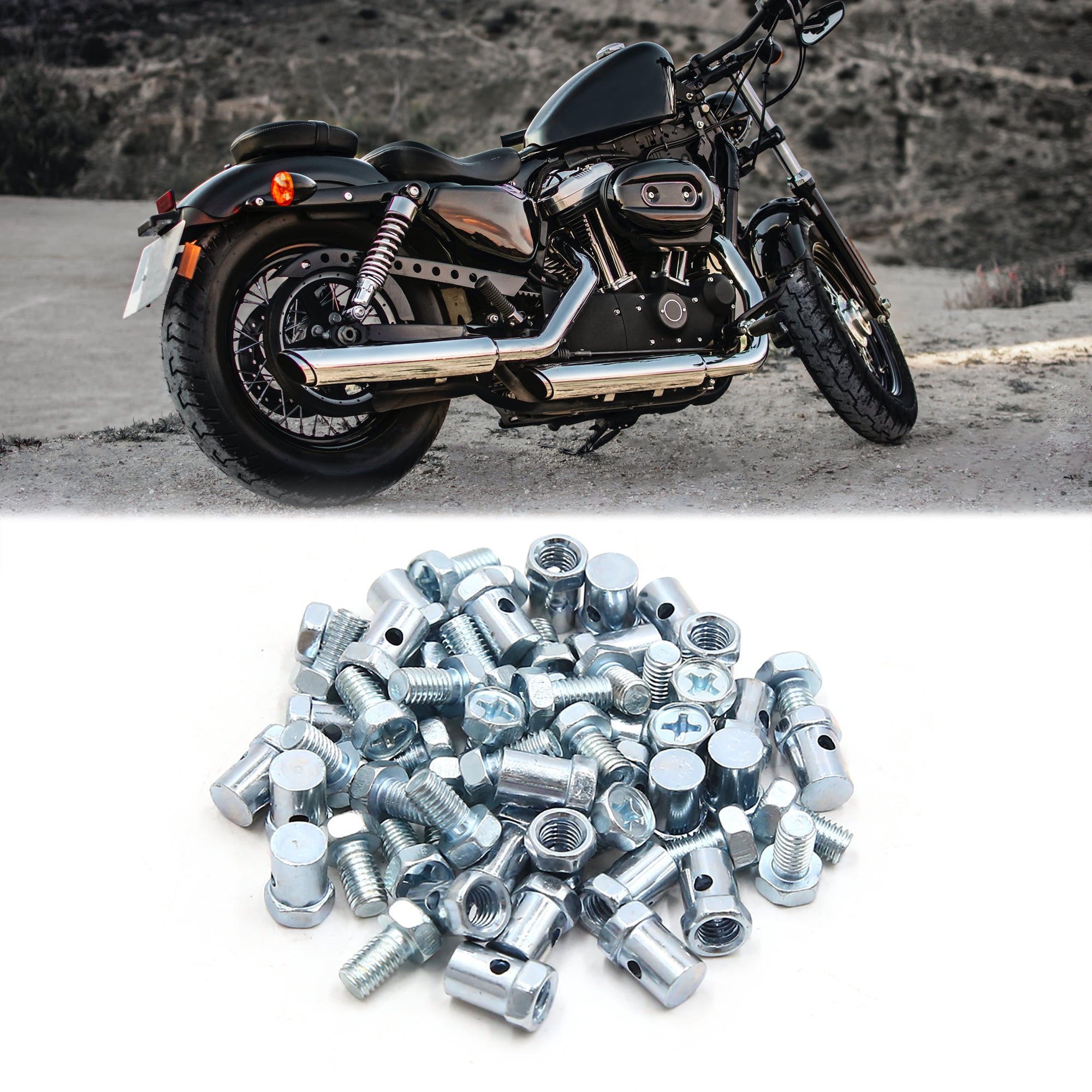 Unique Bargains 30pcs Brake Cable Wire Solderless Nipple Screw Silver Tone for Motorcycle
