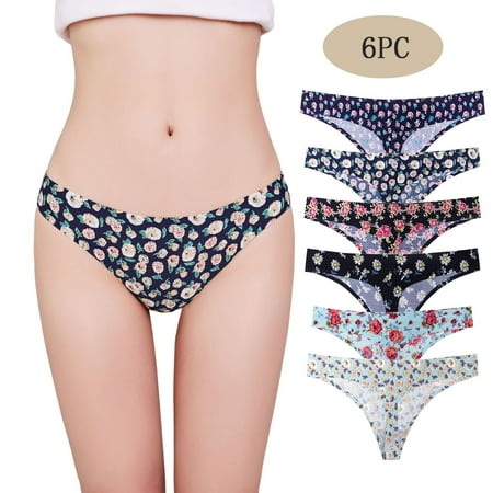 

Ladies’ Underwear Women Six Piece Set Breathable Print Ladies Thong Panty Underwear Black S 6pcs