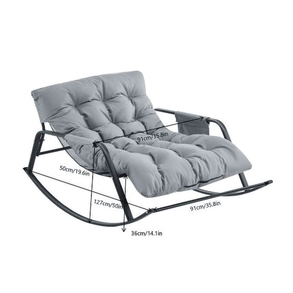 Outdoor Rocking Chairs Rocking Chair with Extra-Wide Technical leather Upholstered Gliding Chair Boucle Reclining Chair, Modern Accent Chair for Living Room Nursery Bedroom -Grey,Wooden Rocking Chair