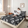thumbnail image 4 of Manfei Halloween Skull 4 Pieces Queen Sheet Sets,Exotic Style Ultra Soft Flat Sheet,Black White Queen Fitted Sheet,Ultra Soft Gothic Bedroom Decorative, 4 of 7