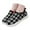 1Black, variant on Fuzzy Ankle Boots for Women Checkered Pattern Low Top Winter Slip on Walking Shoes Soft Sole Booties