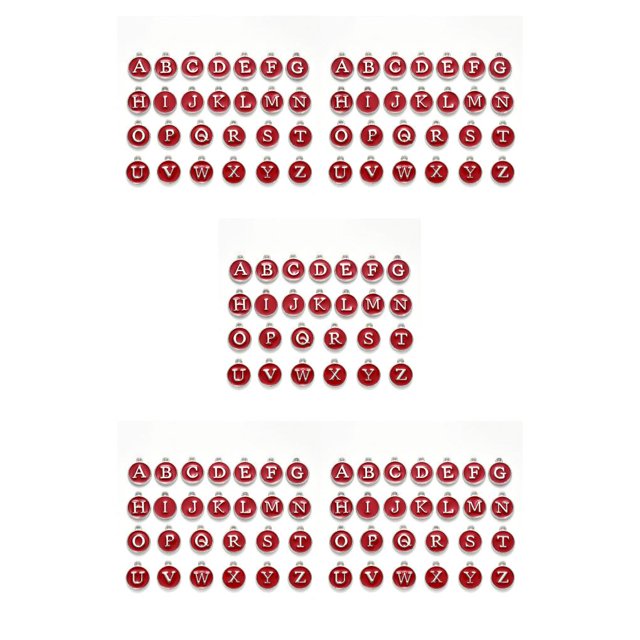 ZLight 26 Pcs Breloques Initiales Bijoux Pendentif Suspendu Fait Main Double Face Plat Rond Alliage Boucles d'Oreilles Rouge 5Ensemble