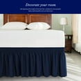 thumbnail image 2 of Subrtex Elastic Wrap Around Bed Skirt Dust Ruffle Smooth Soft Bed Frame Cover 15-inch Drop (Queen, Navy), 2 of 6