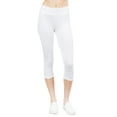 thumbnail image 3 of Juniors Active Basic Stretch Capri Length Yoga Workout Leggings (Off White, S), 3 of 5