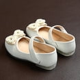 thumbnail image 5 of GiLiling Girls' Mary Jane Flats, Pearl Bow Toe Hook-and-Loop Strap, TPR Non-Slip Sole PU Leather Flats School Parties Weddings Footwear (White, 4.5-5 Years), 5 of 6