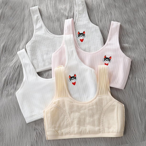 Girls bra development period students pure cotton mesh summer breathable junior high school students vest underwearWhite14 He Qiyong unisex