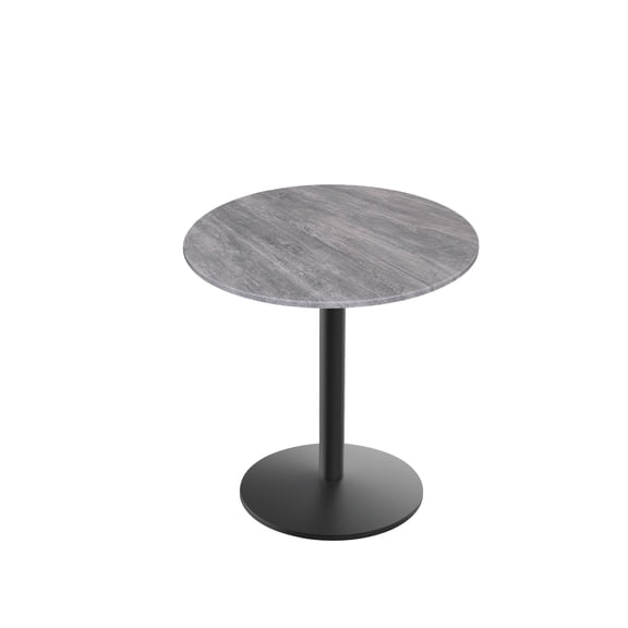 Indoor/Outdoor 30" Tall OD214 Black Table Base with 22" Diameter foot and 32" Diameter Indoor/Outdoor Greystone Top by the Holland Bar Stool Co.