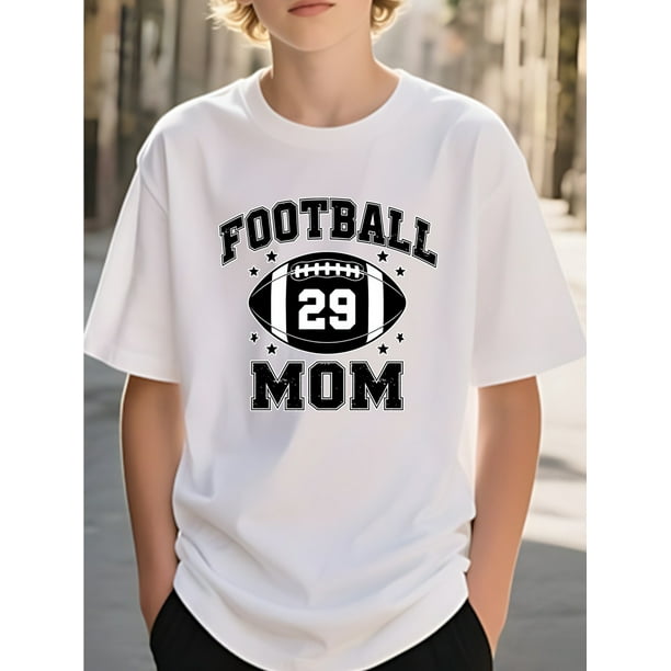Boys Rugby Print Graphic T-Shirt - Breathable And Comfortable Short Sleeve Crew Neck T-Shirt for Boys 4-13 Years Old