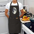 thumbnail image 3 of 2 Pack Adjustable Bib Apron with Denim - Like Pocket Moon Print Design 2 Pockets Perfect for Cooking & Chef Work for Men & Women, 3 of 5