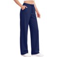 thumbnail image 5 of Iyufng Womens Lounge Pants with Pockets Drawstring Waist Soft Casual Loose Wide Leg Pants for Women, 5 of 6