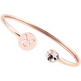 thumbnail image 1 of HAHDAXIA Rose Gold Zodiac Sign Cuff Bracelet Bangle with Clear Crystal Birthday Gift for her, 1 of 7