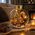 thumbnail image 3 of Clear Glass Christmas Ornament Ball with Squirrel, Mini Tree Scene Inside, Gold Crown Hanging Tree Decoration, 3.2x3.2 Inch, 1 Count, 3 of 7