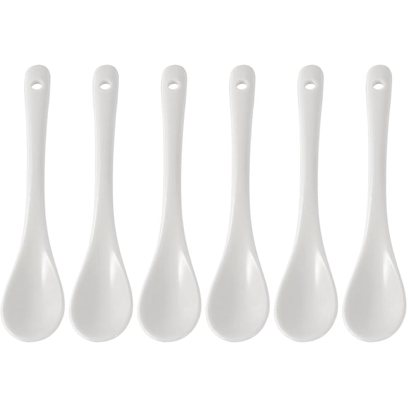 Set of 6 Premium White Porcelain Coffee Spoons for Espresso, Tea, Sauces, and Desserts