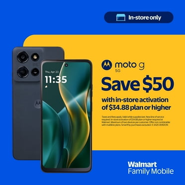 Walmart Family Mobile Motorola moto g 2025, 5G, 128GB, Gray - Prepaid Smartphone [Locked to Walmart Family Mobile]