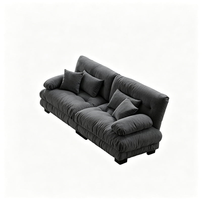 ANPPORT Cloud Couch Sleeper Sofa, Chenille Gray 2-Seater Modular Sofa, 2 Lumbar pillows, 2 Pillows, Comfy Deep Seat Cloud Sofa, Convertible L-Shaped Floor Couch for Living Room