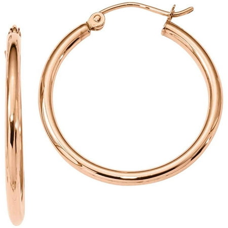 10kt Rose Gold 2mm Polished Hoop Earrings