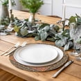 thumbnail image 2 of Beige Grey Floral Boho Round 13 Inch Placemats Set of 6, Vintage Ethnic Tribe Abstract Art HeatResistant Non Slip Place Mats for Dining Table, Wipeable Braided Kitchen Table Mats for Housewarming, 2 of 9