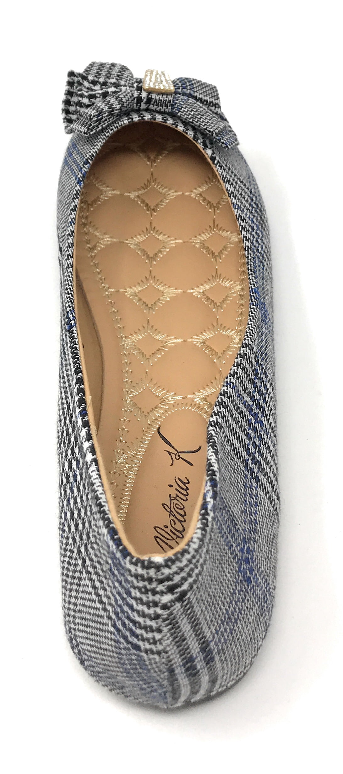 Victoria K Women's Glen Plaid Matching Bow With Rhinestone Ballerina Flats