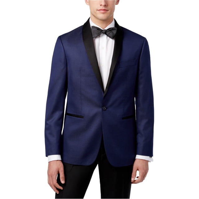 Ryan Seacrest Veste Blazer Microdot Dîner un Bouton pour Hommes, Bleu, 42 Long