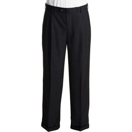 Men's Wrinkle-Resistant Cuffed Plaid Dress Pants