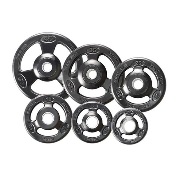 Grip Urethane Encased Olympic Plates- Black - 35 lbs