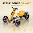 thumbnail image 3 of Holaki 12V Electric Go Kart for Kids, Battery Powered Ride on Toy with Adjustable Seat, Music, LED Lights, EVA Wheels & Forward/Reverse Driving, Yellow, Ages 3-6, 3 of 10