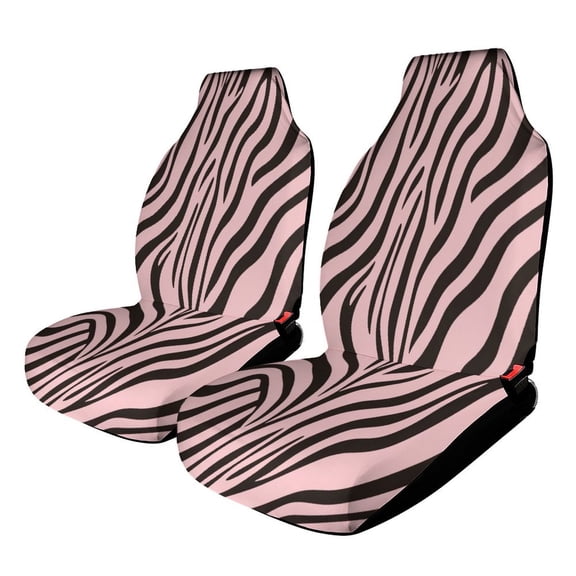 Pink Zebra Stripes Car Seat Covers Car Accessories 2PCS Set Soft Front Seat Protector Cover
