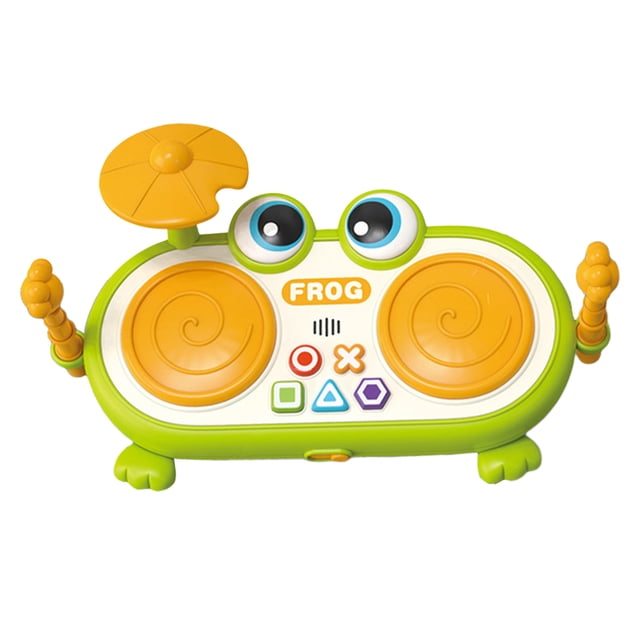 Ensemble de Tambours à Main Grenouille Écologique avec Finition Lisse, Effets d'Éclairage Doux et Contrôle du Volume - Instrument de Percussion (Piles Non Incluses)