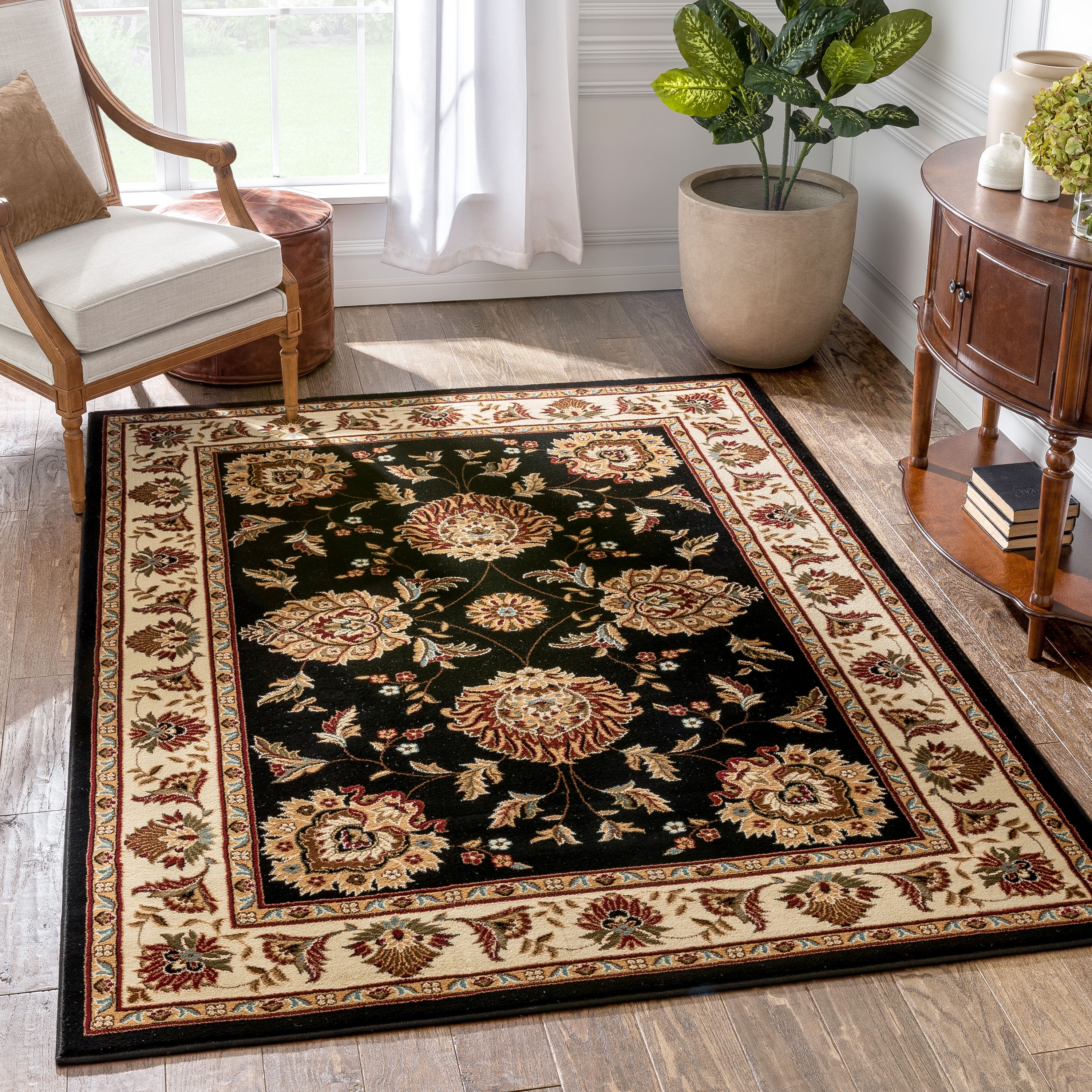 Fade Resistant Contemporary Floral Thick Soft Plush Hallway Entryway Living Dining Room Area Rug 2'3 X 7'3 Runner Rug Stain Sultan Sarouk Ivory Persian Floral Oriental Formal Traditional 2x7 