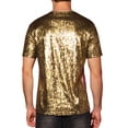 thumbnail image 3 of INSPIRE CHIC Shiny T-Shirt for Men's Round Neck Short Sleeves Club Prom Sparkle Tee Top M Golden, 3 of 6