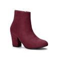 thumbnail image 1 of Unique Bargains Women's Side Zipper Block Heel Ankle Boots Burgundy 7, 1 of 8