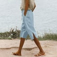 thumbnail image 2 of UAMVSH Bermuda Shorts for Women Cotton Linen Summer Beach Shorts with Pockets Lightweight Side Slit Straight Leg Shorts, 2 of 6