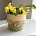 thumbnail image 5 of Seagrass Wicker Basket Flower Pot Folding Basket Storage Basket Decoration Storage Case,B,Wicker Straw, 5 of 6