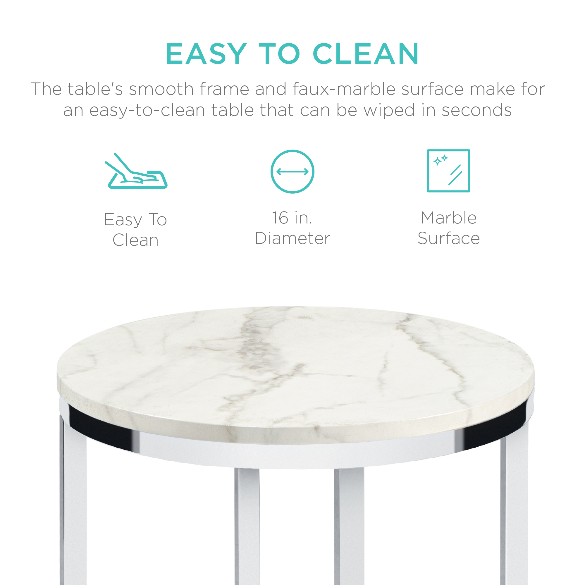 Best Choice Products 16in Faux Marble Modern Round Living Room Accent ...
