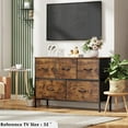 thumbnail image 5 of 5-Drawer Dresser,21''H x 40''L x 12''W Tall Fabric Dresser, Storage Organizer Unit With Wide Chest Bins for Closet, Living Room, Sutdy，Entryway，Hallway, Nursery（Tiger Grain）, 5 of 7