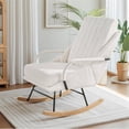 thumbnail image 4 of VECELO Nursery Rocking Chair with High Backrest, Teddy Upholstered Comfortable Rocker with Padded Seat for Living Room, Bedroom, White, 4 of 9